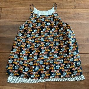 Anthropologie tank by Porridge in women’s xs, luggages prints.